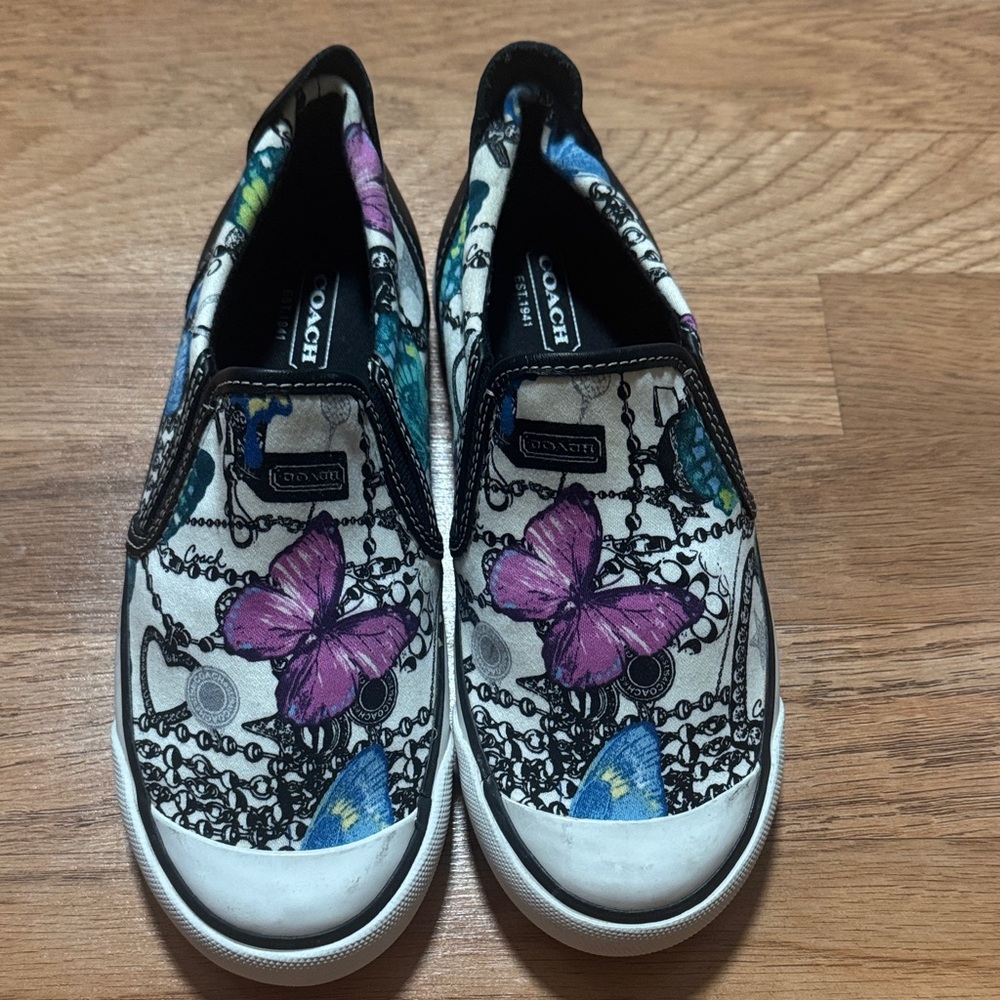Coach Multicolor Butterfly Slip-On Shoes- Size 5